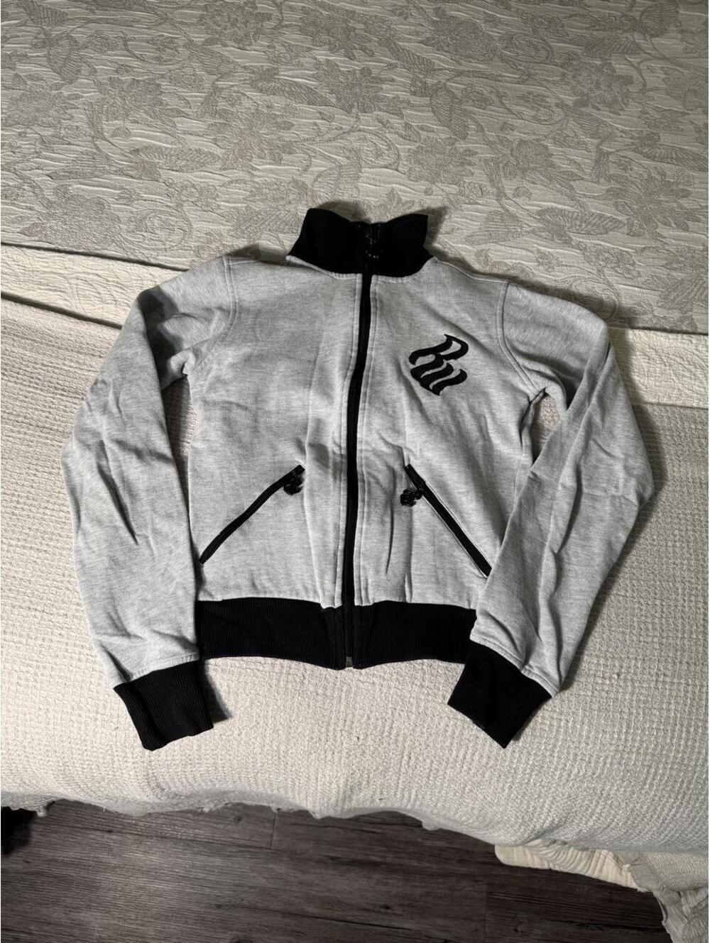 y2k rocawear grey & black cropped zip up jacket